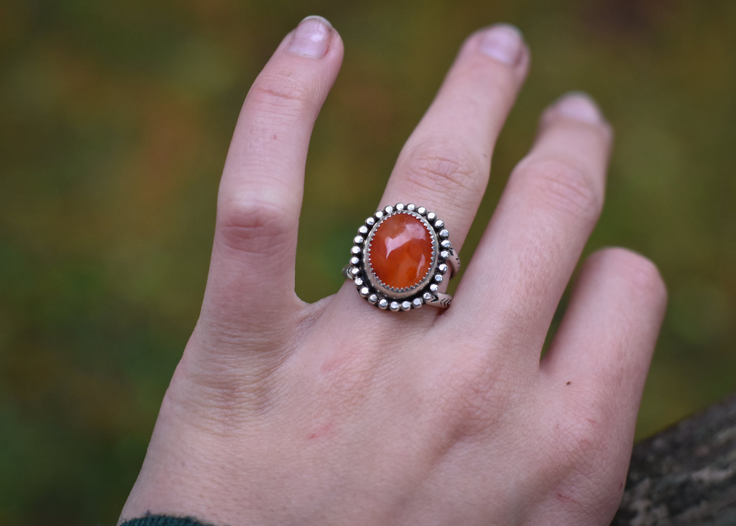 Carnelian agate statement ring
