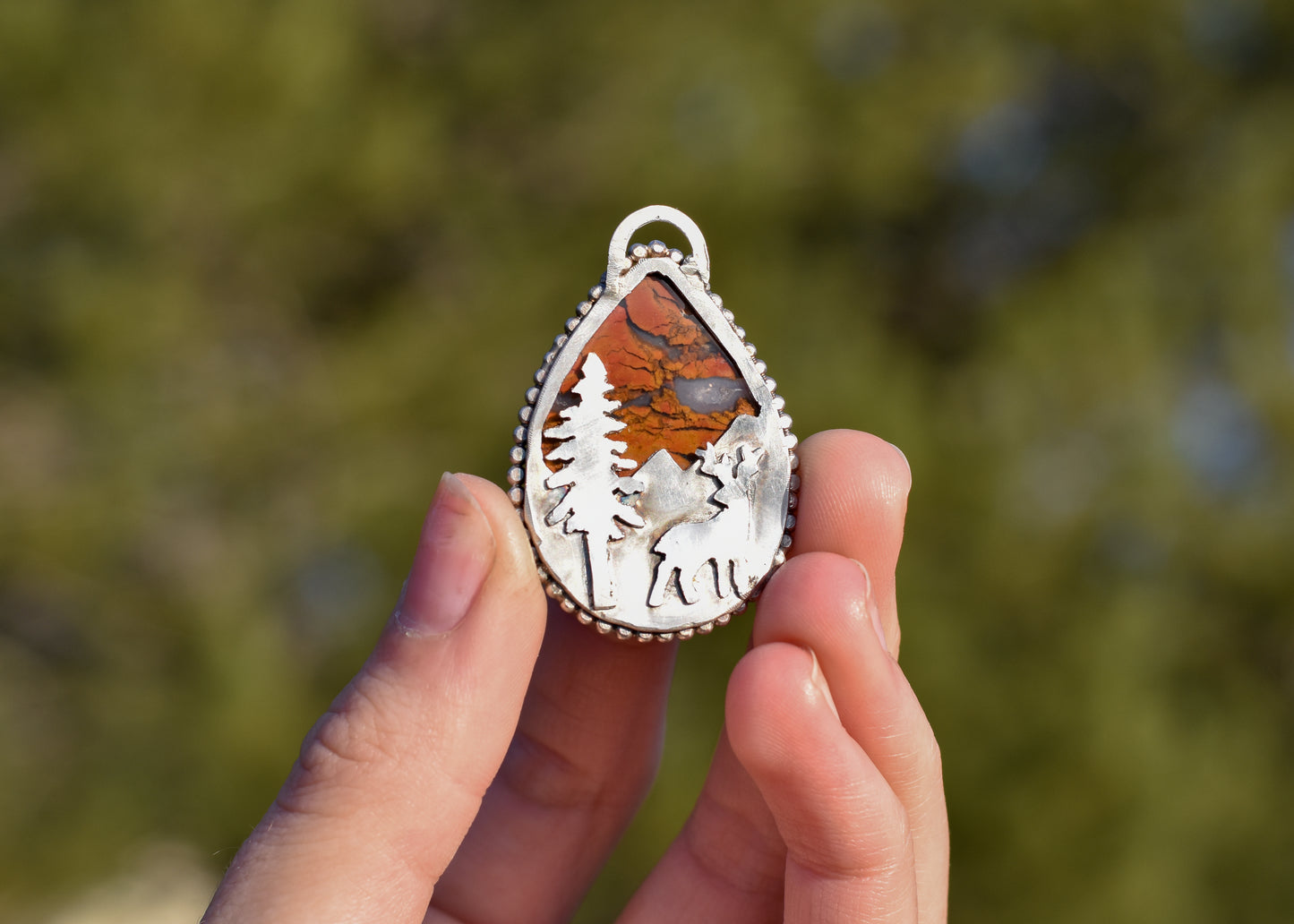 Jasper Agate Deer Pendant