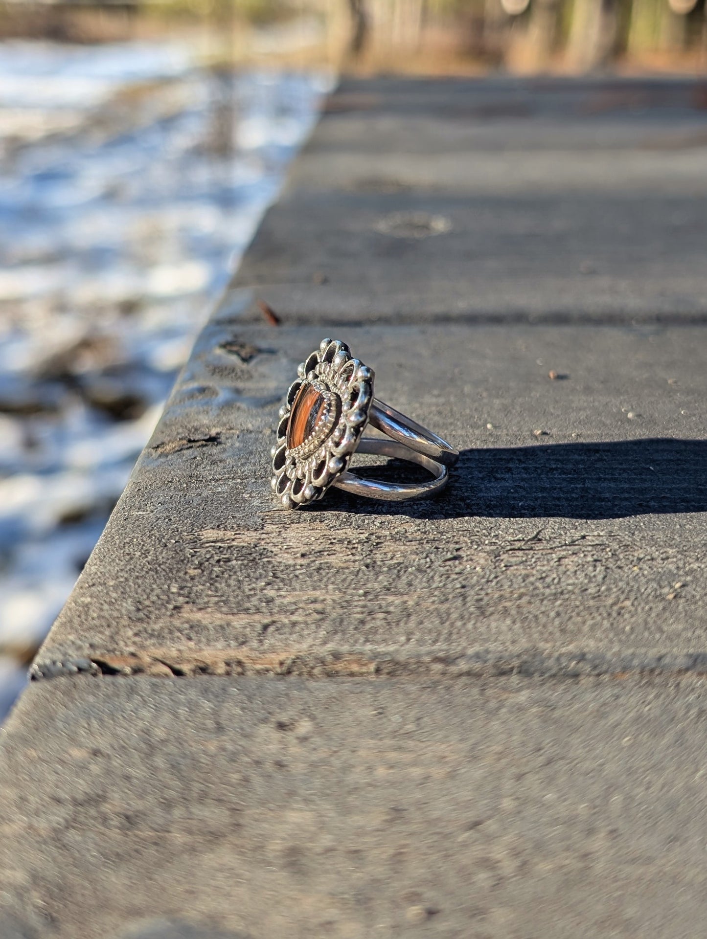 Lacy Obsidian Heart Ring