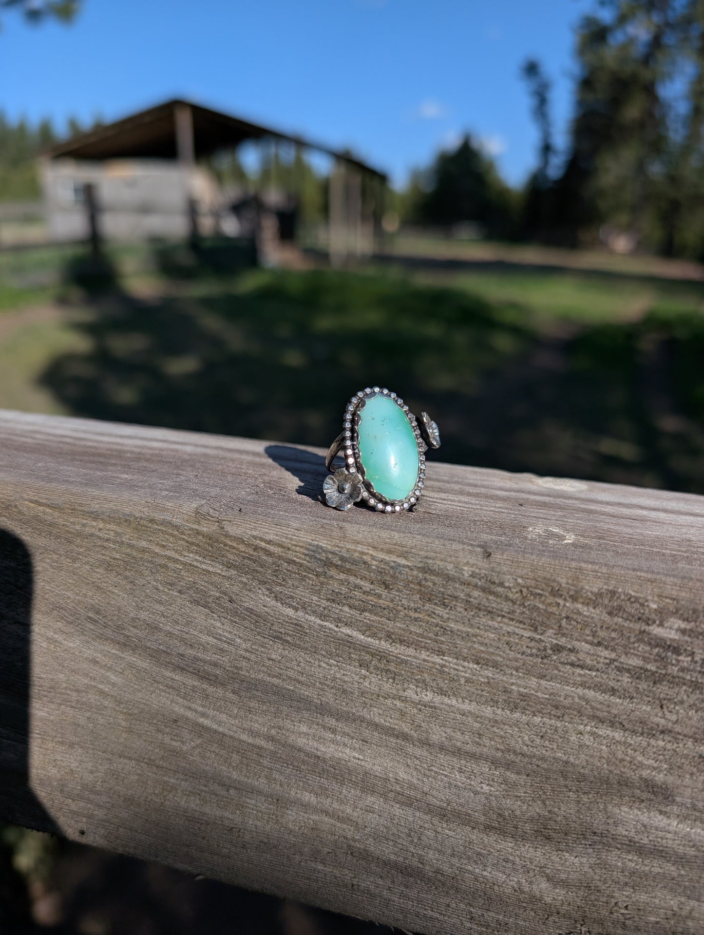 Mint Chrysoprase Flower Ring
