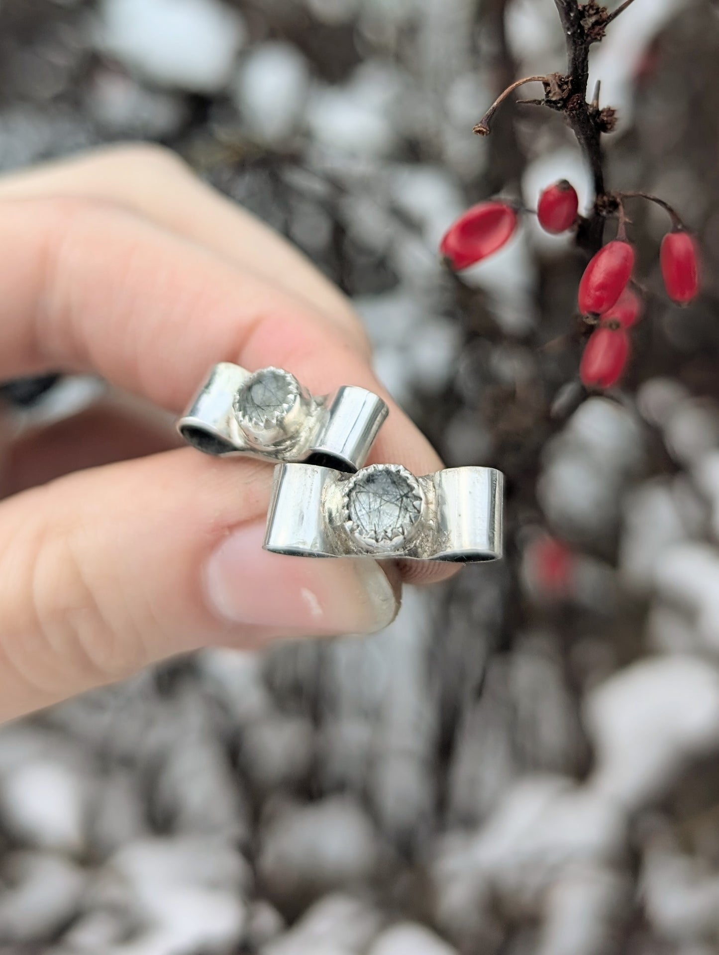 Rutile Quartz Bow Studs