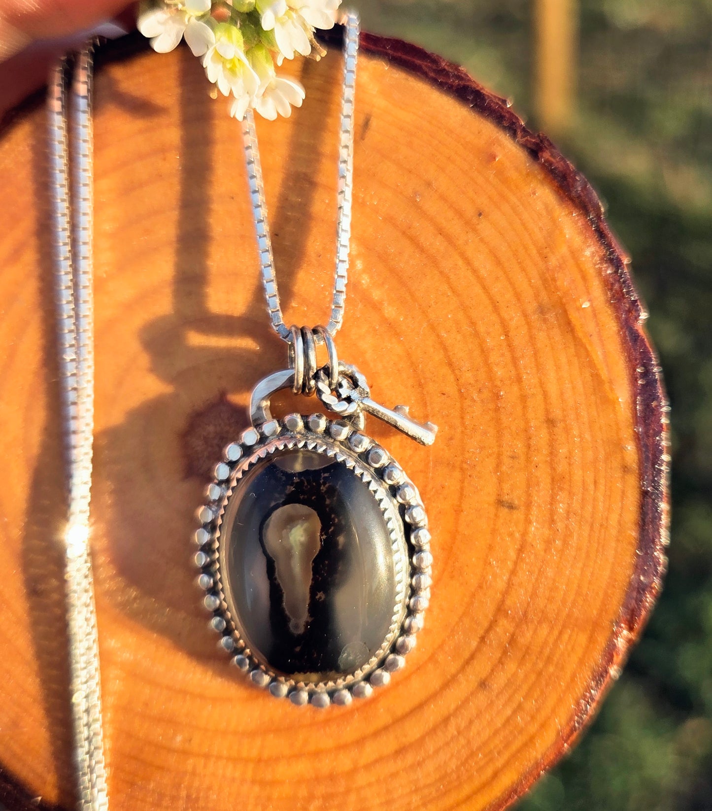 Montana agate Lock and Key necklace