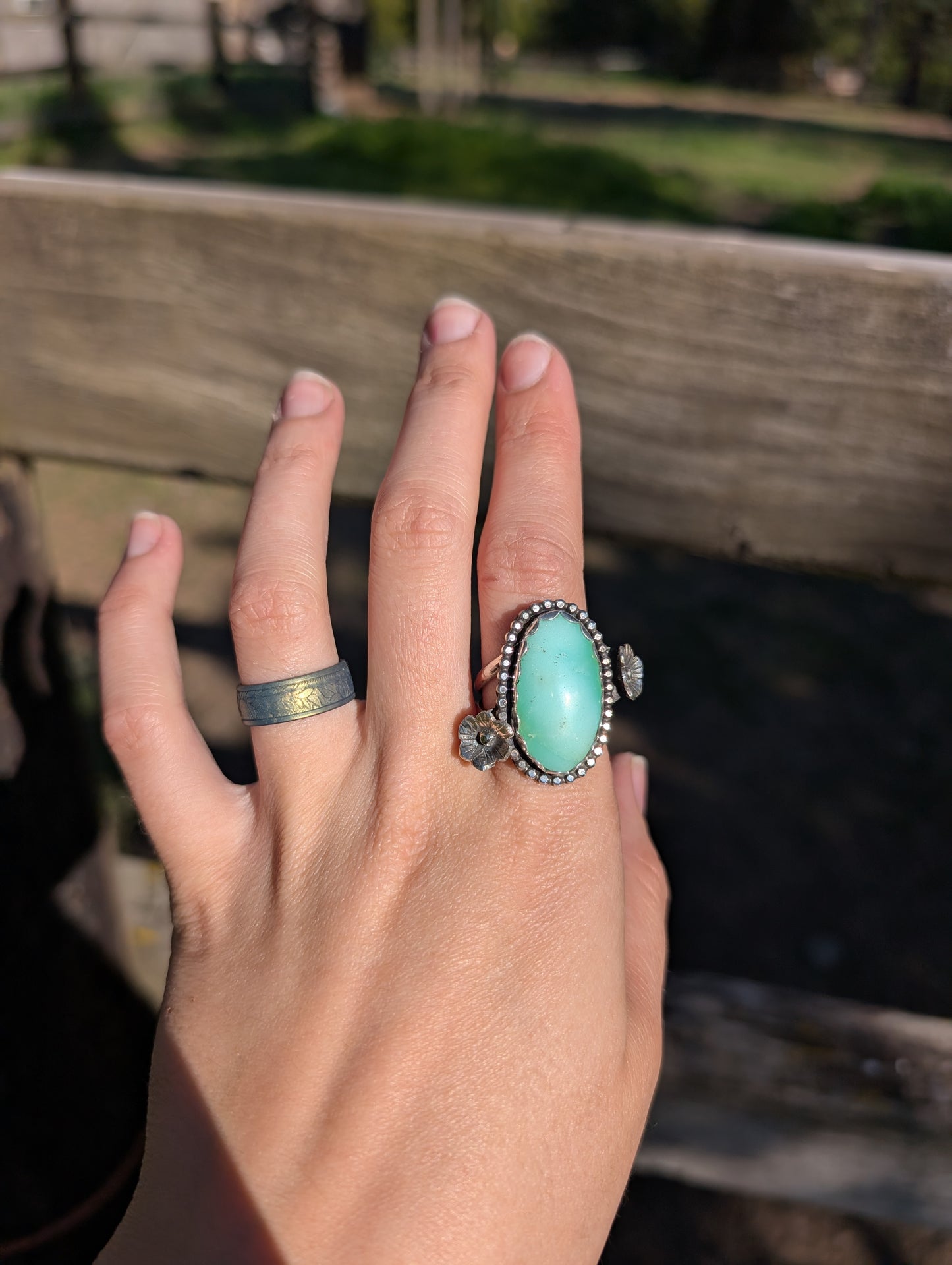 Mint Chrysoprase Flower Ring