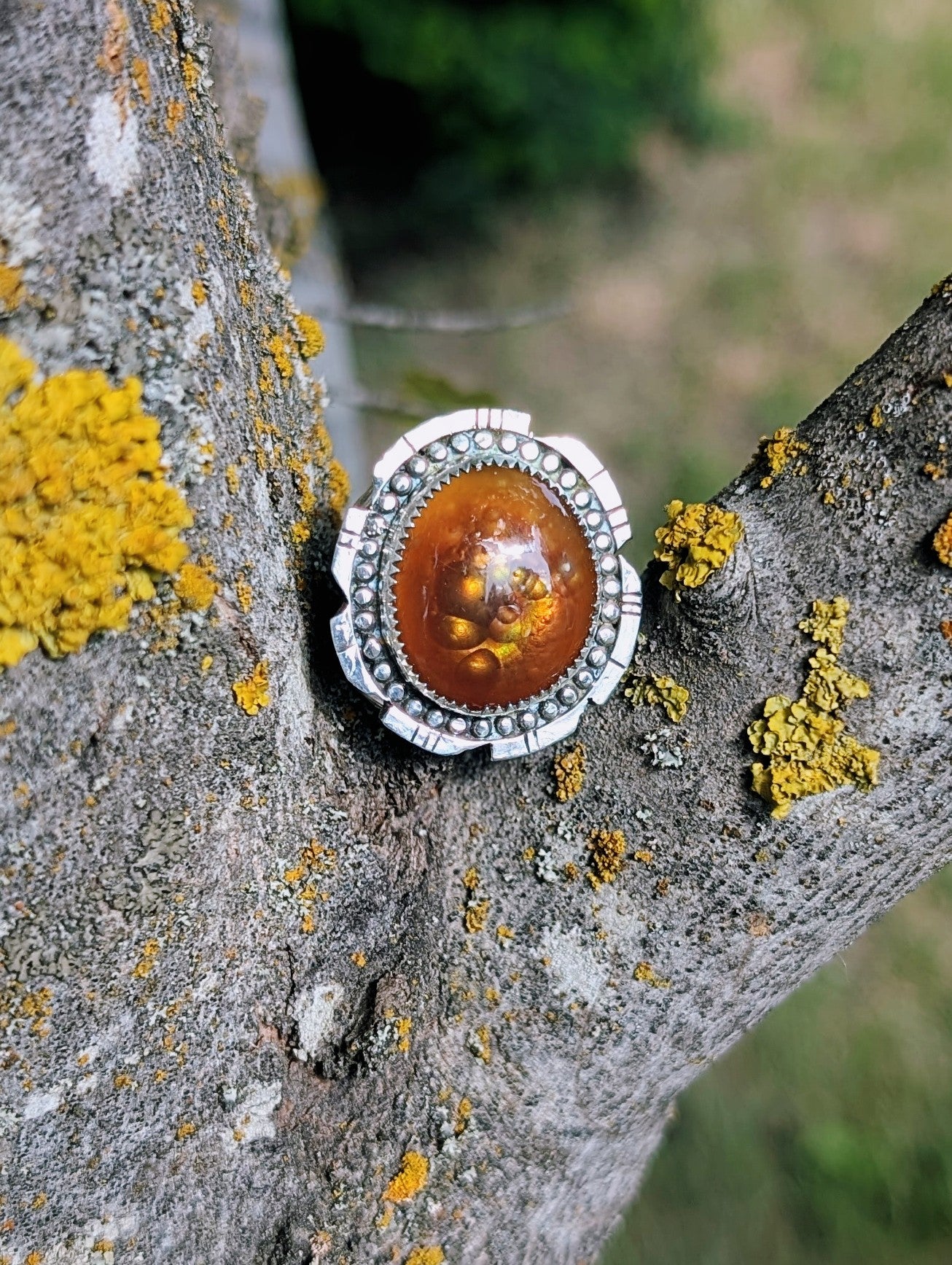 Fire Agate Boho Ring