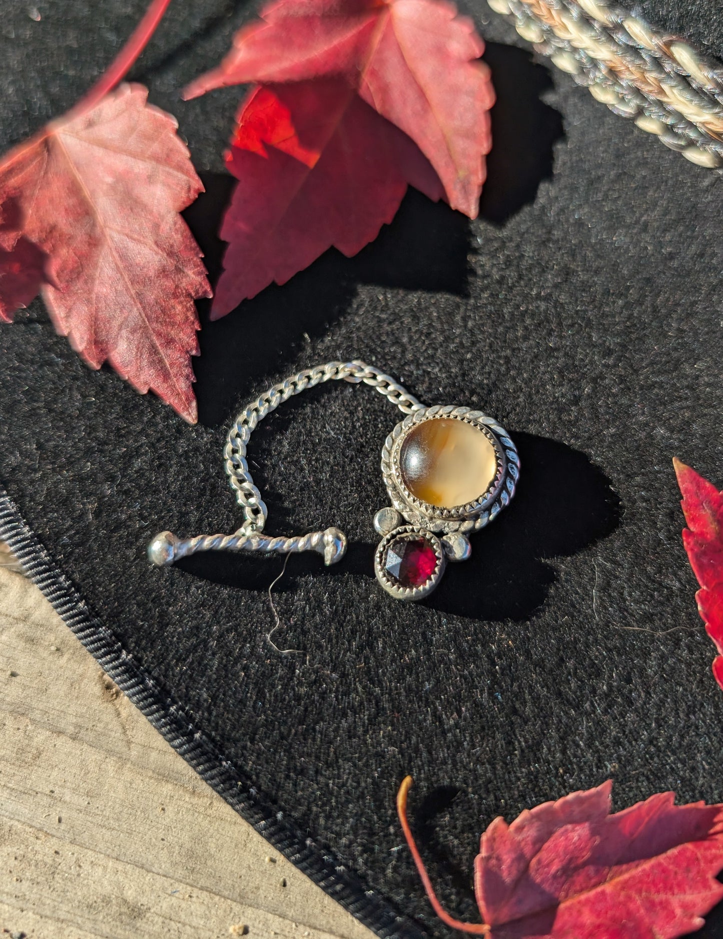 Montana Agate and Garnet Tie Pin