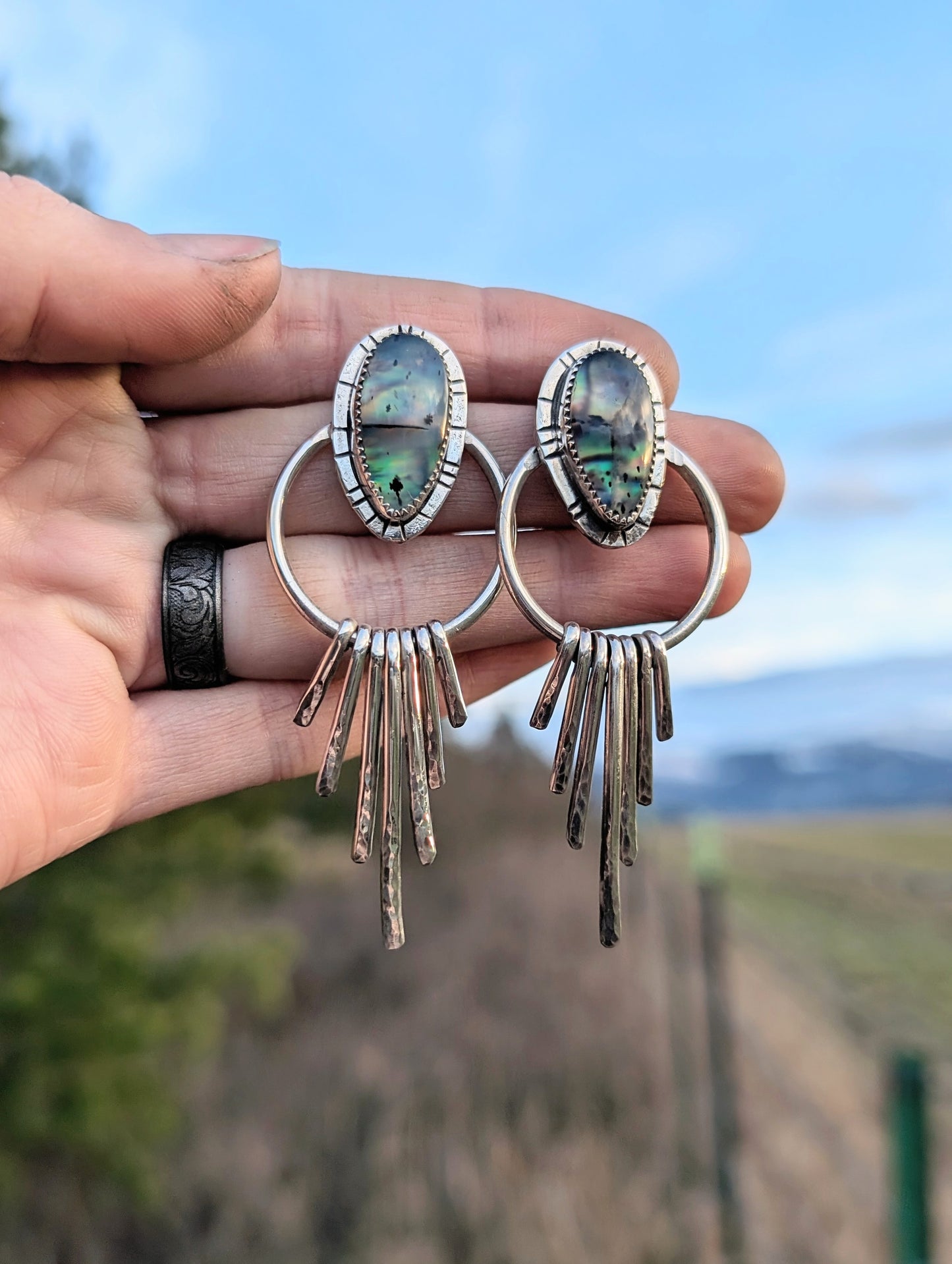 Montana Agate/ Abalone Earrings