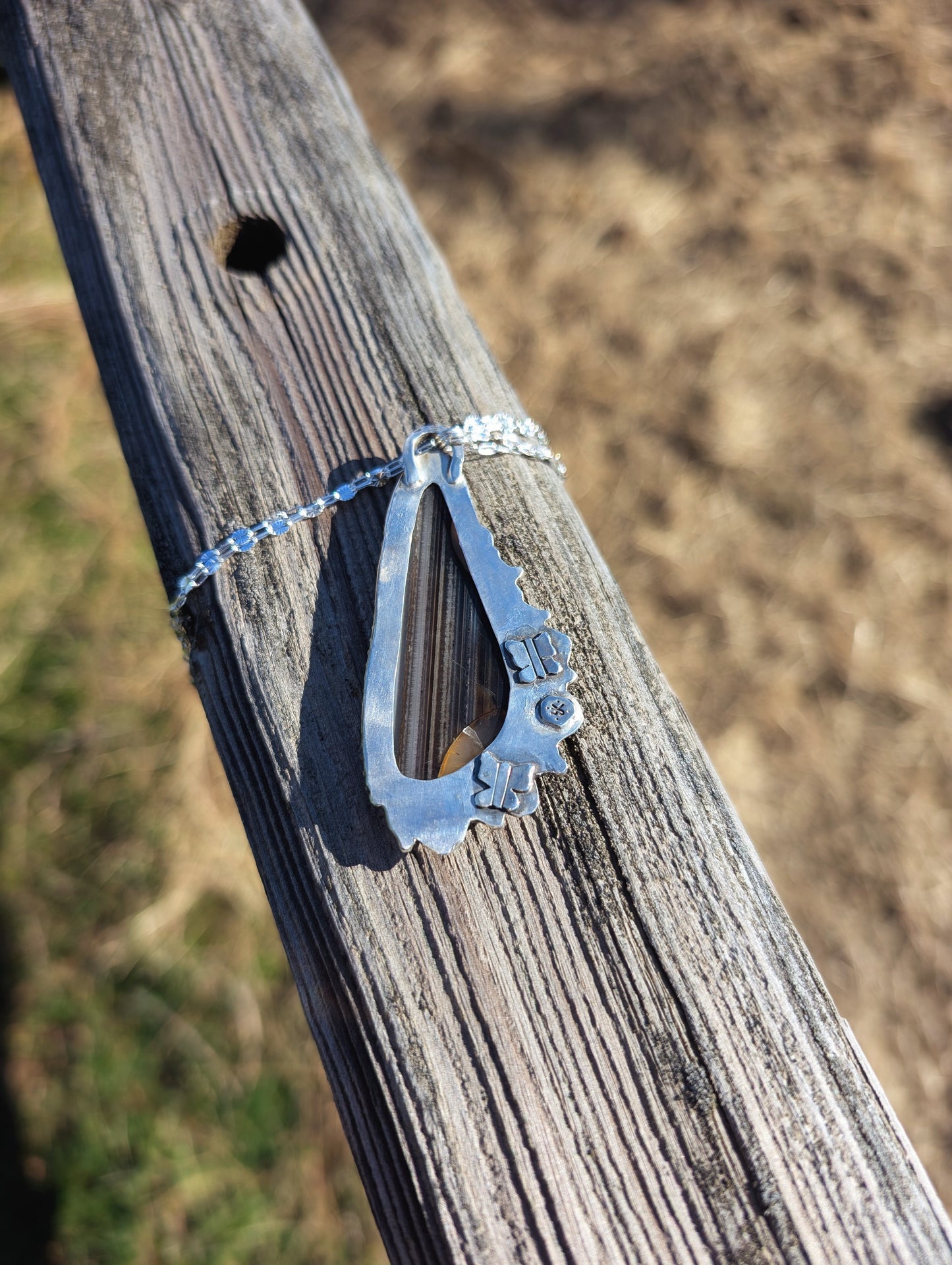 Montana Agate Butterfly Wing Pendant
