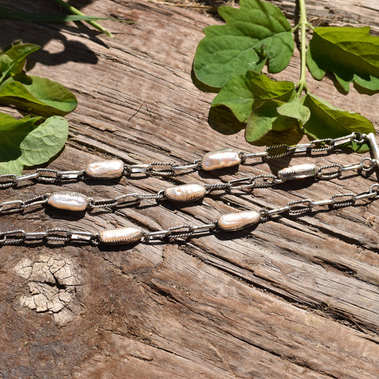 Peaches and Cream Chain Bracelet