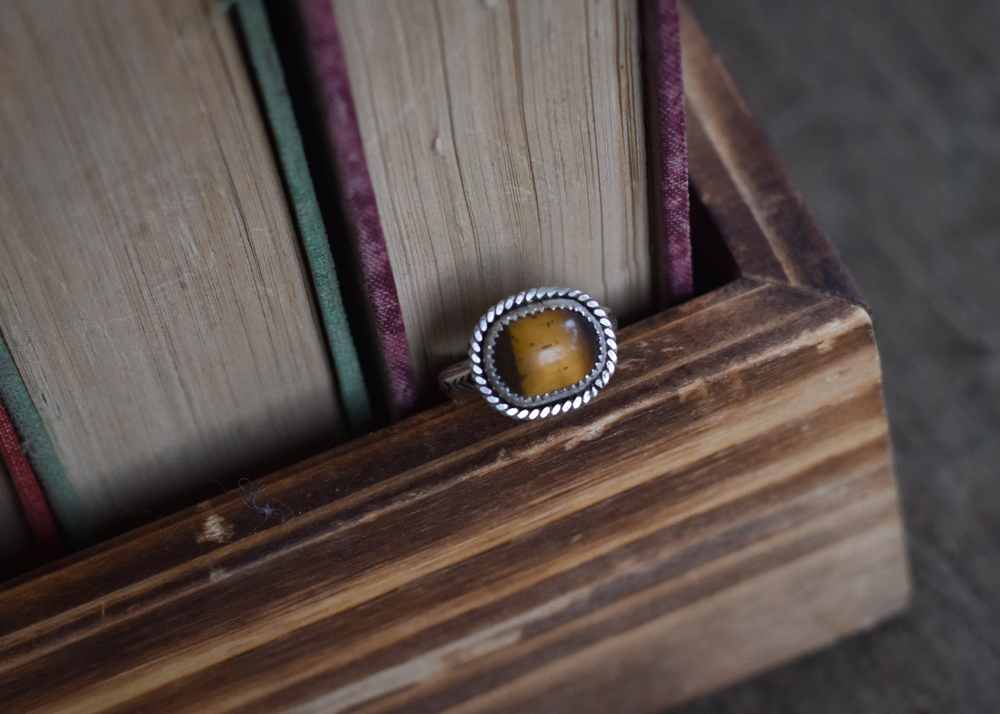 Tigers Eye Stamped Ring