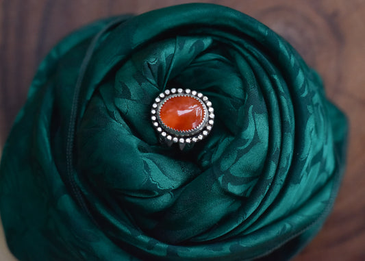 Carnelian agate statement ring