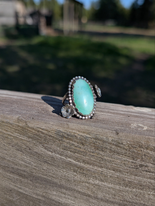 Mint Chrysoprase Flower Ring