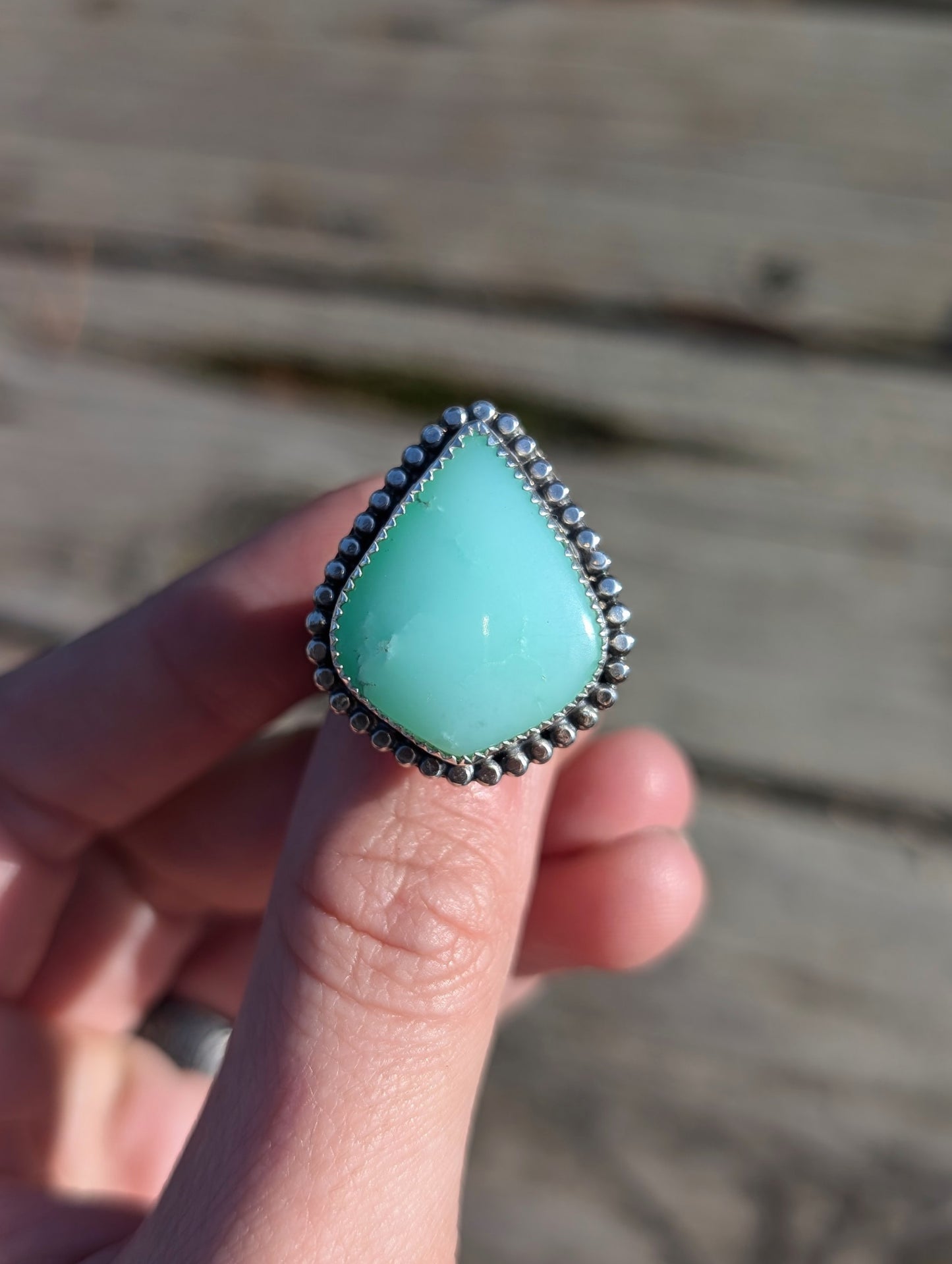 Chrysoprase Chain Ring