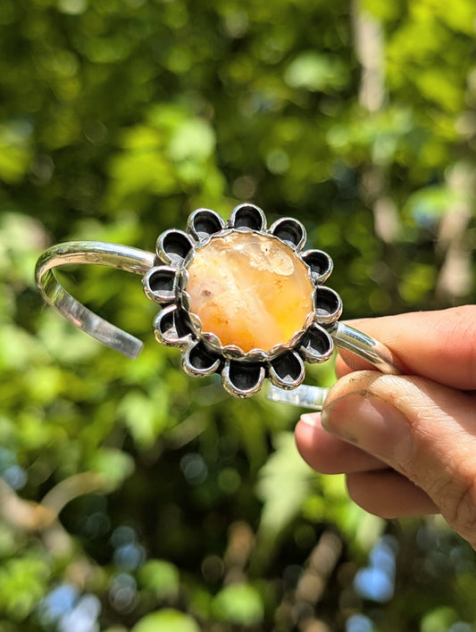 Oregon Agate Flower Cuff