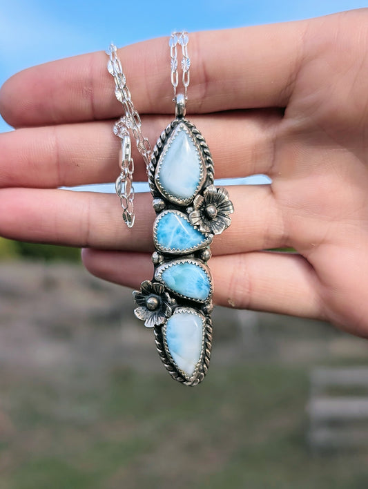 Larimar Flower Pendant