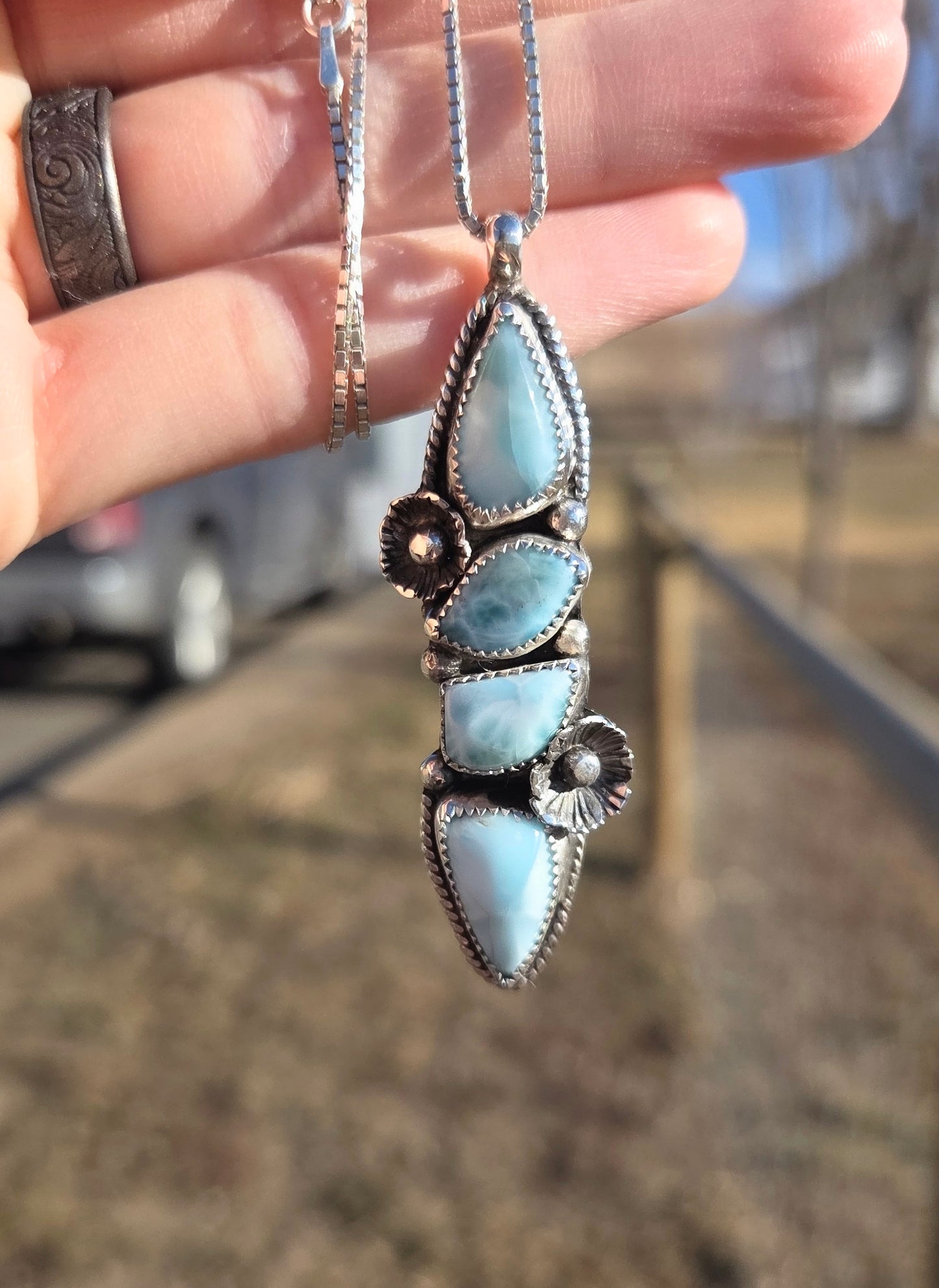 Larimar Flower Pendant