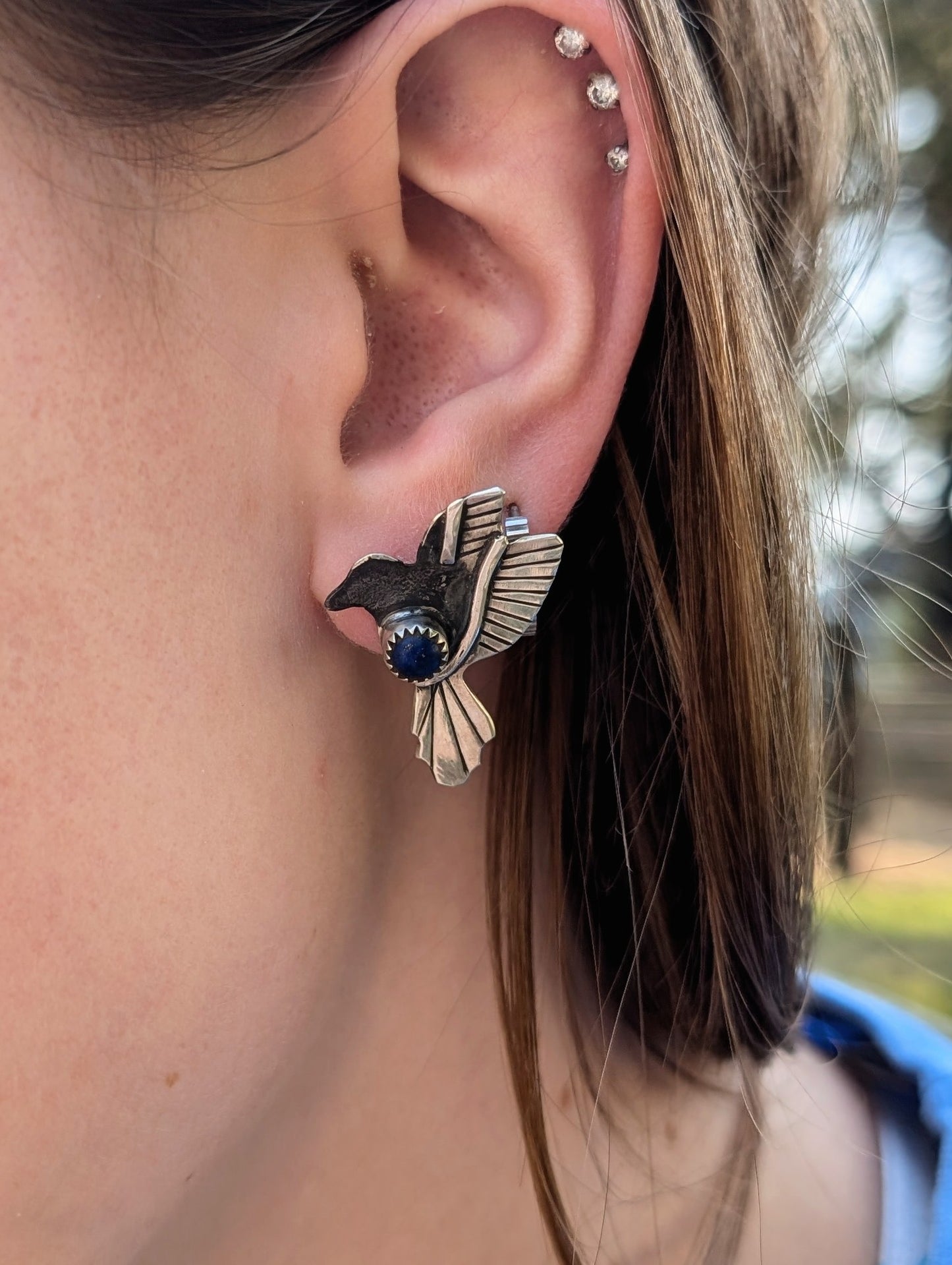Lapis Magpie Studs