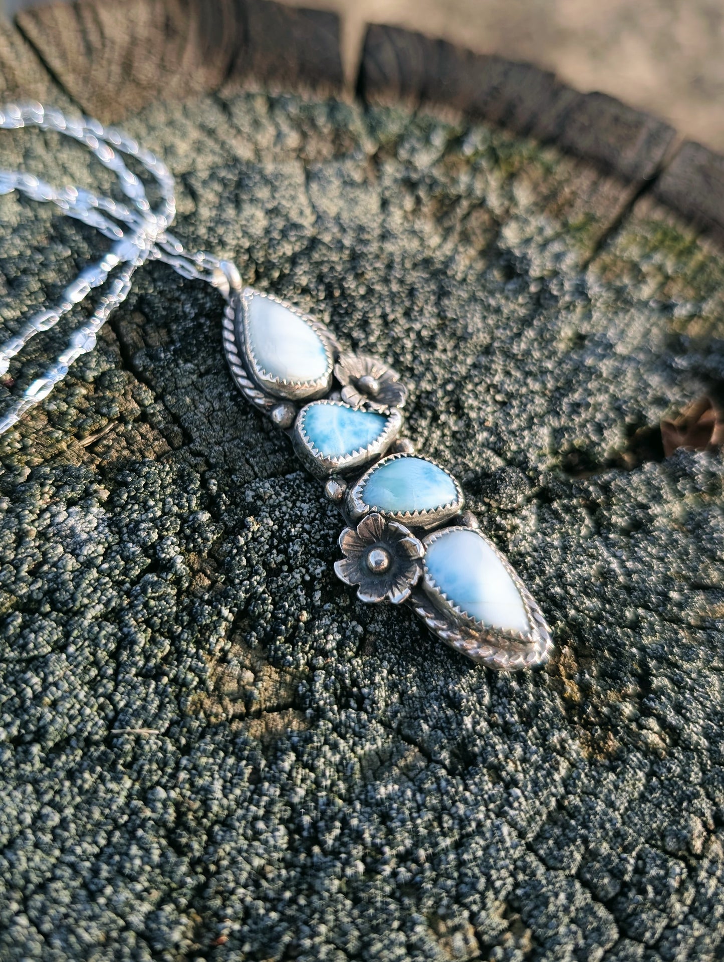 Larimar Flower Pendant