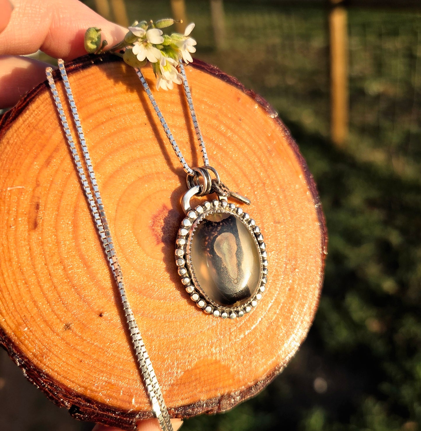 Montana agate Lock and Key necklace