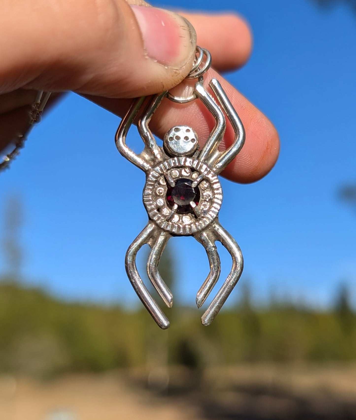 Garnet Spider Pendant