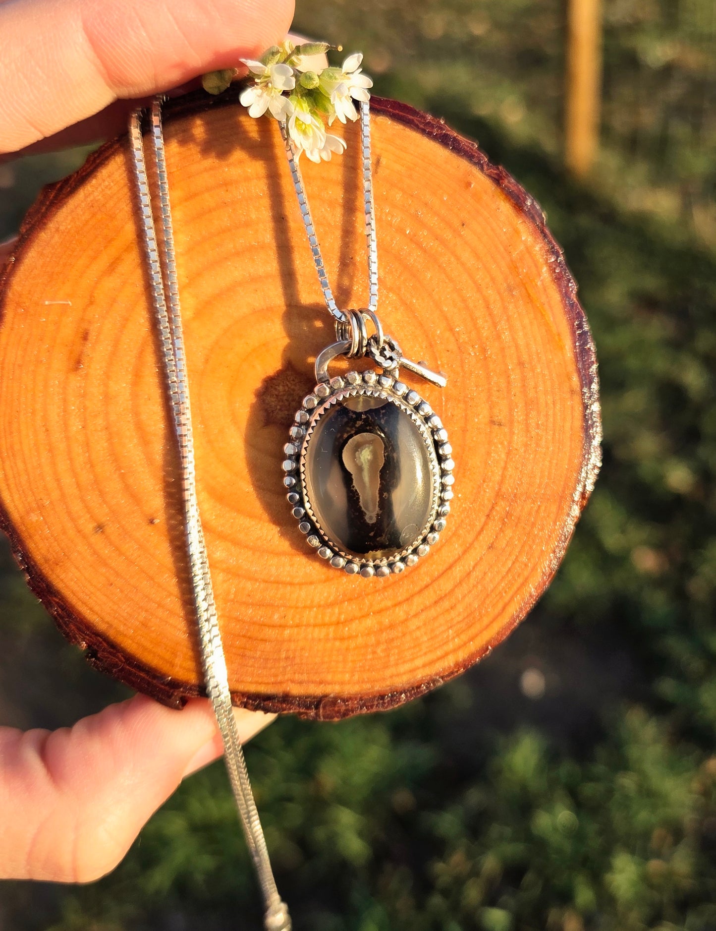 Montana agate Lock and Key necklace