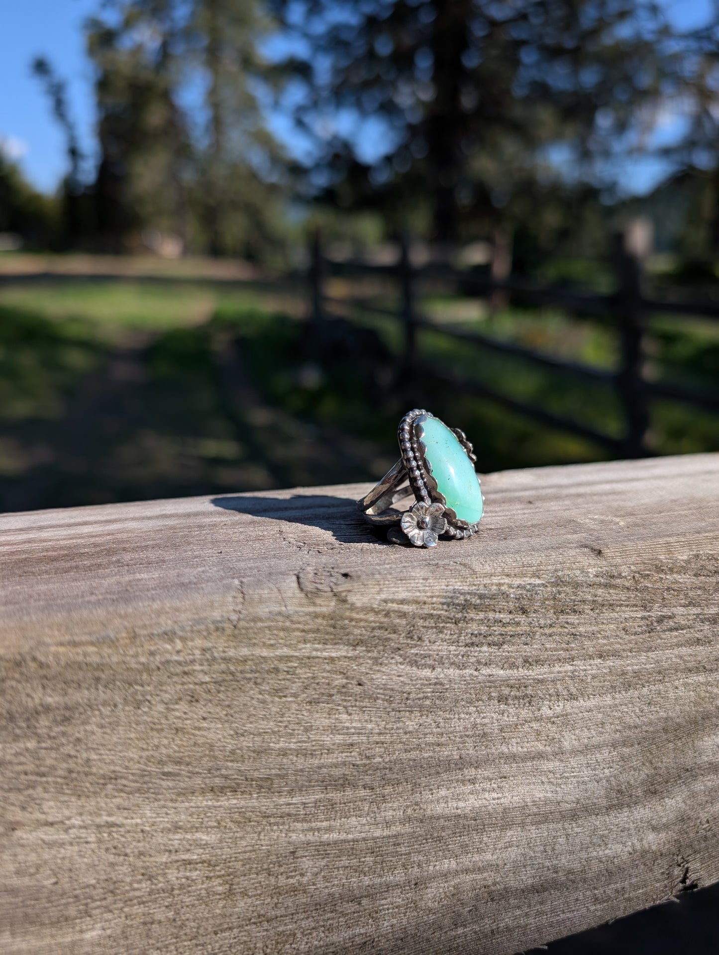 Mint Chrysoprase Flower Ring