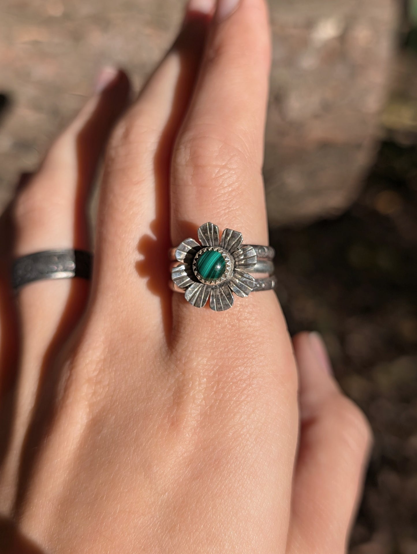 Malachite Flower Ring