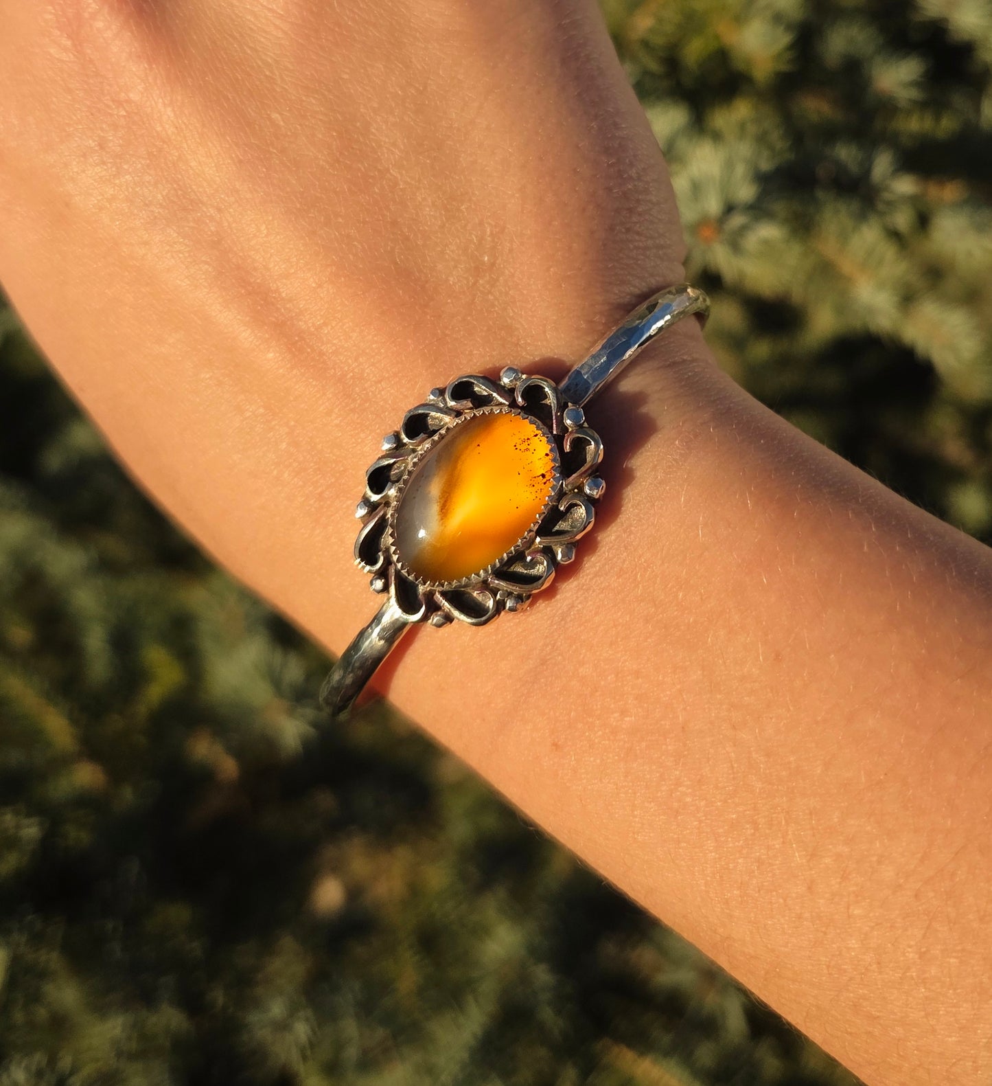Montana agate curly Q cuff