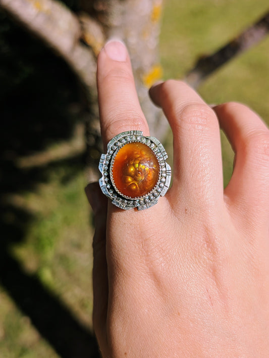 Fire Agate Boho Ring