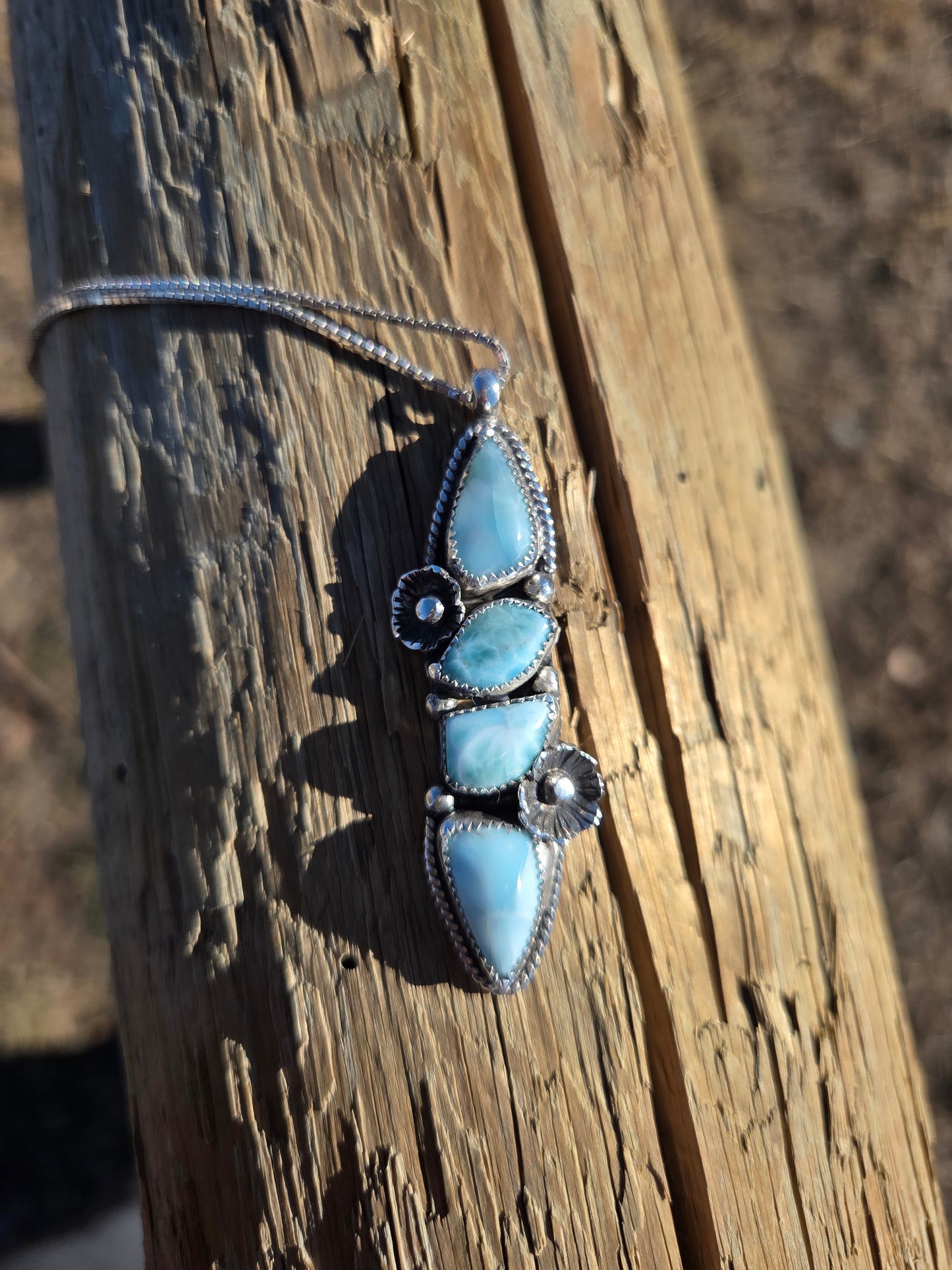 Larimar Flower Pendant