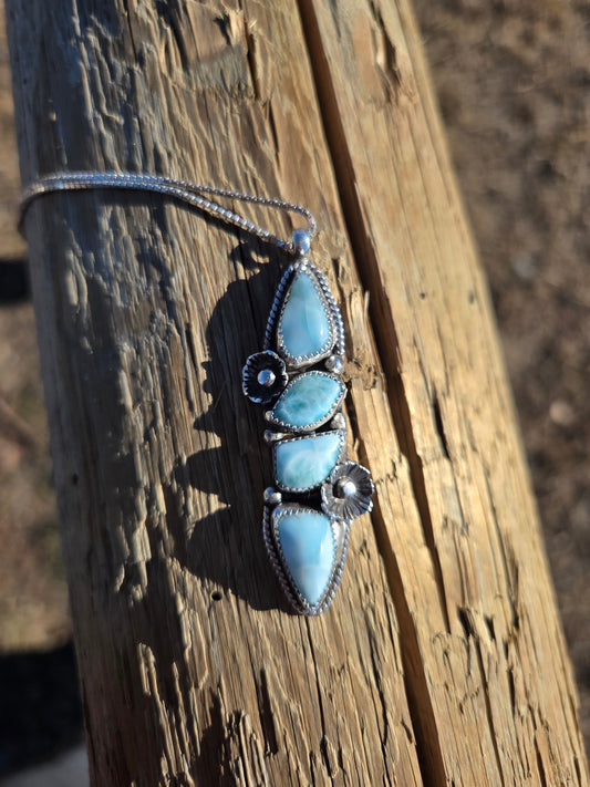 Larimar Flower Pendant