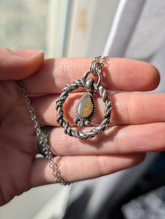 Opal Circle Pendant