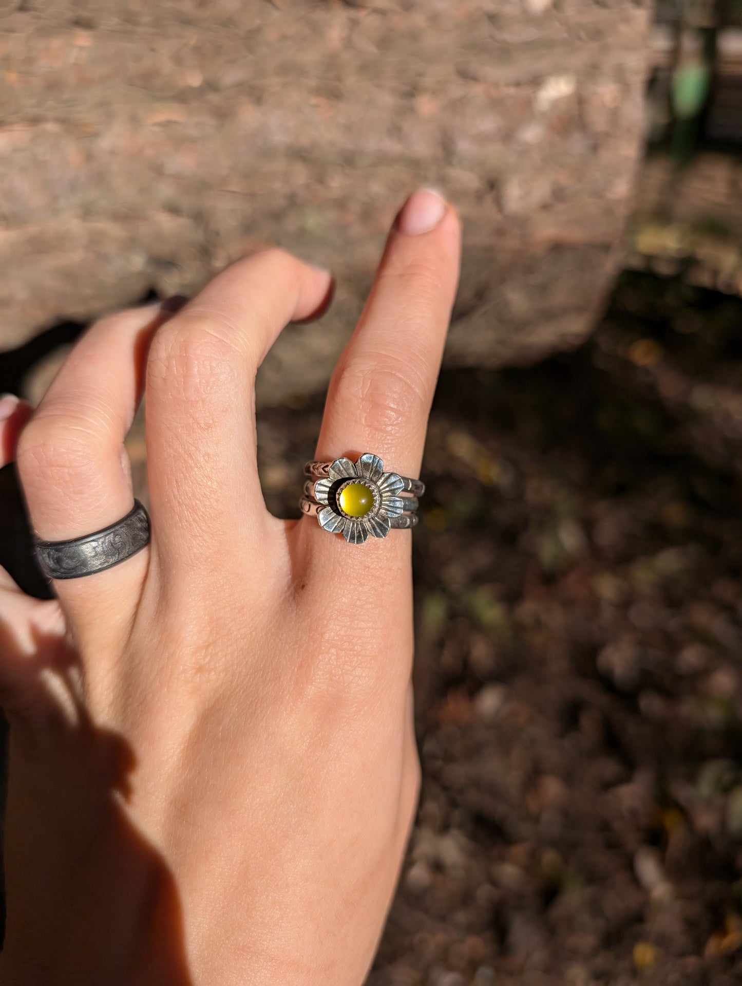 Chrysoprase Flower Ring