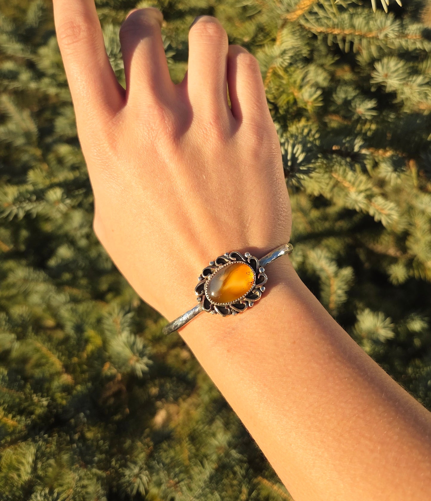 Montana agate curly Q cuff