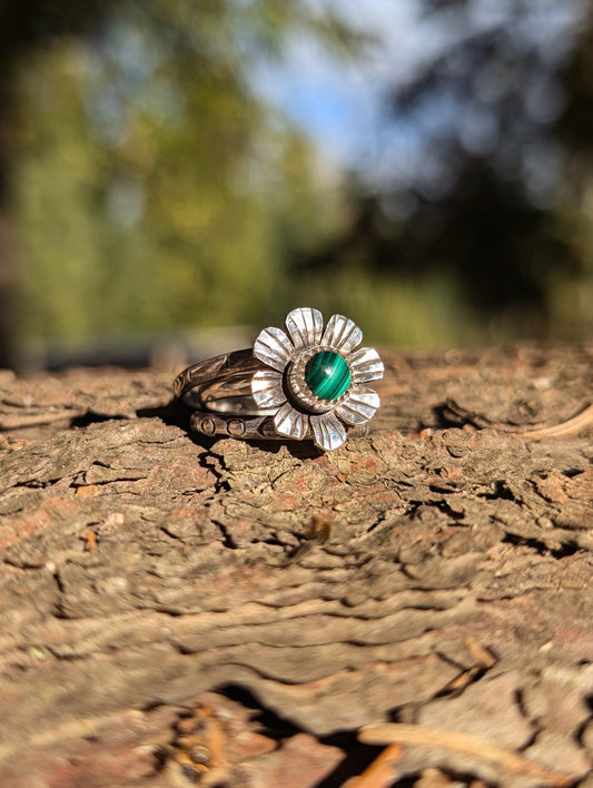 Malachite Flower Ring