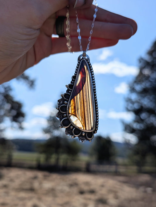 Montana Agate Butterfly Wing Pendant