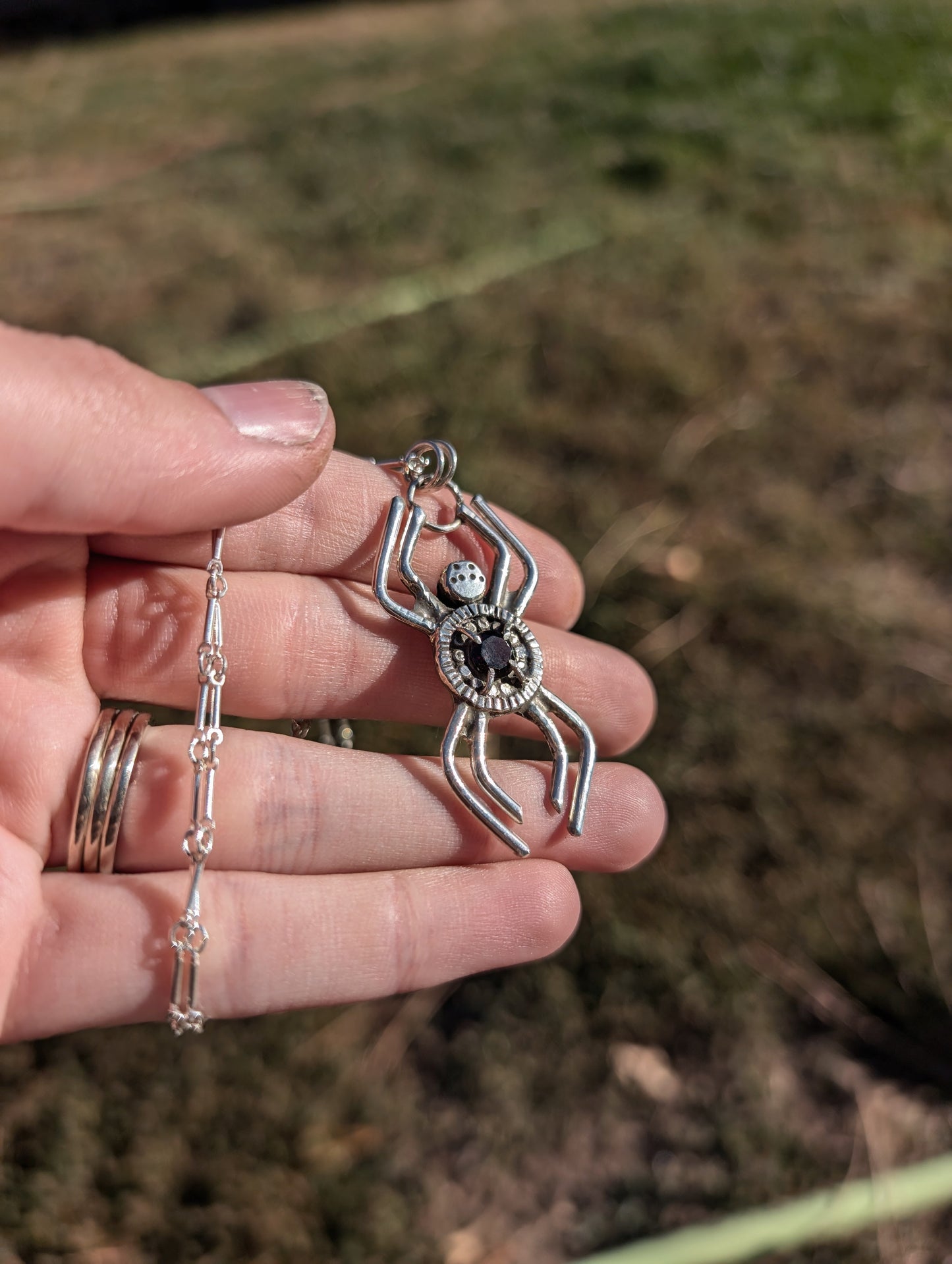 Garnet Spider Pendant